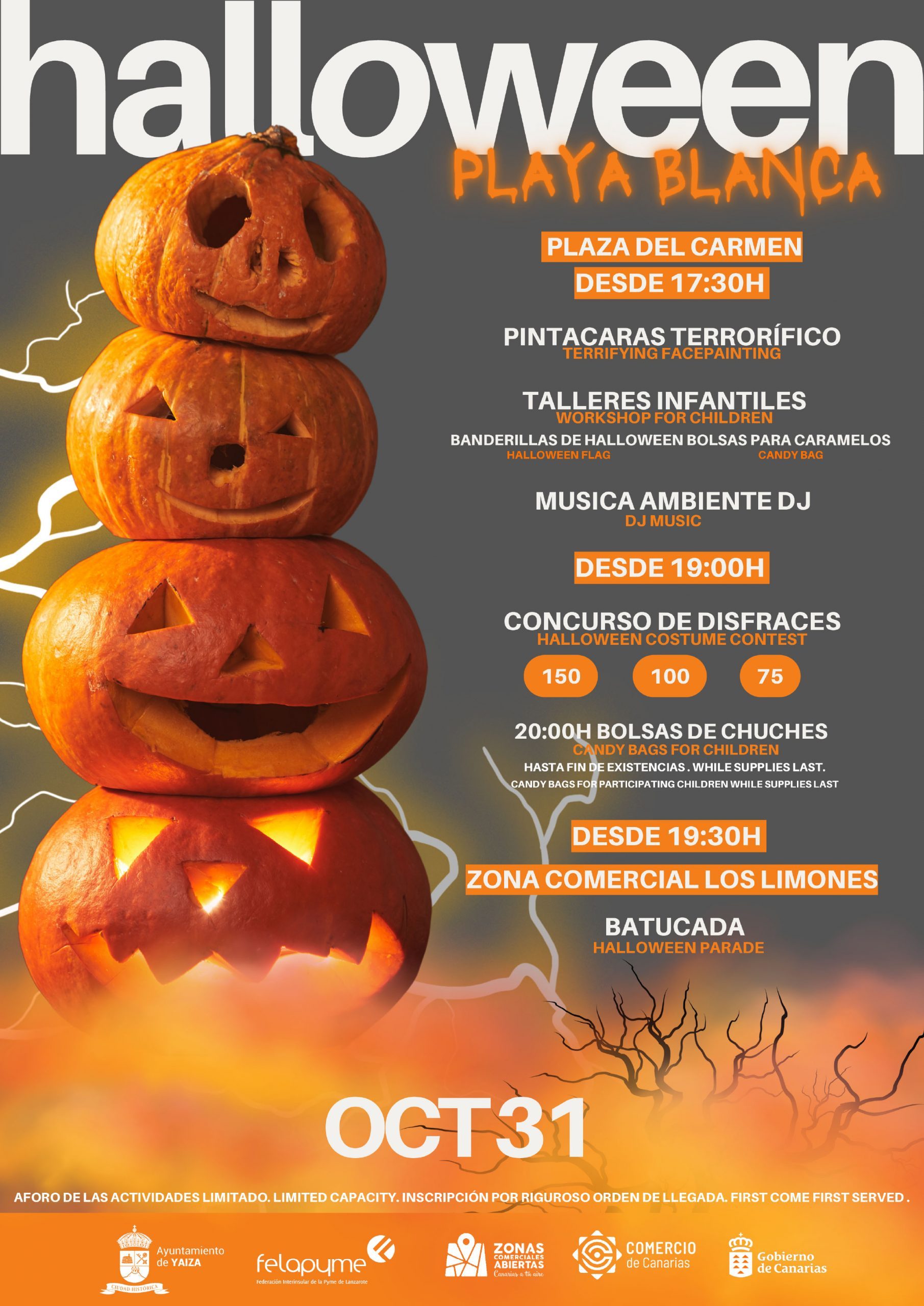 Yaiza y Felapyme celebran Halloween con un amplio programa de actividades en Playa Blanca