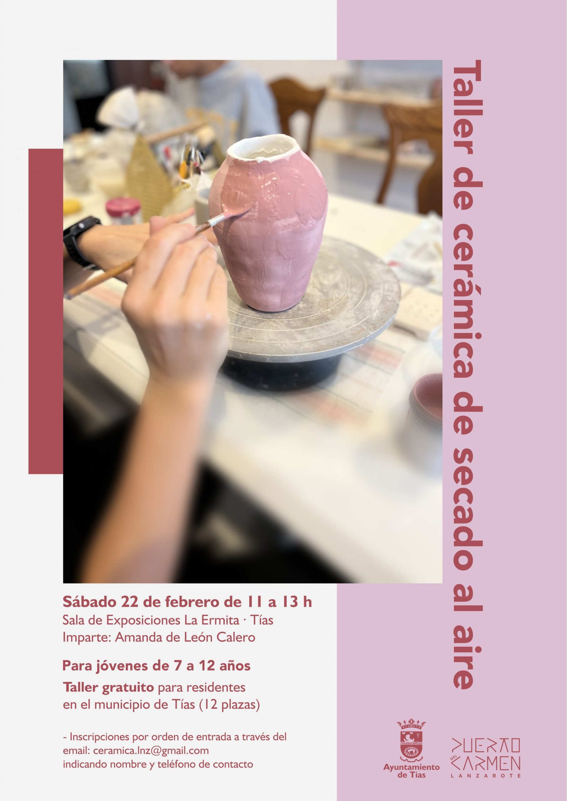 Taller de cerámica para los pequeños de Tías en la sala de exposiciones La Ermita