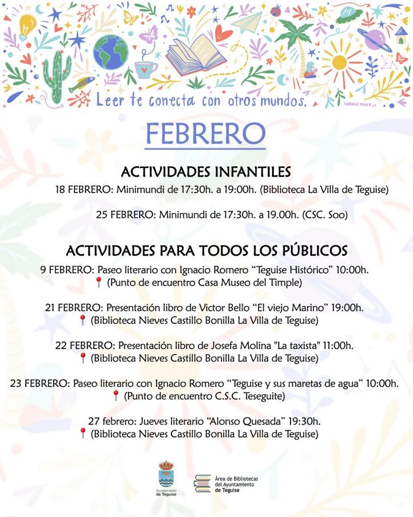 El Ayuntamiento de Teguise pone en marcha un programa para fomentar la lectura y la escritura en las bibliotecas del municipio