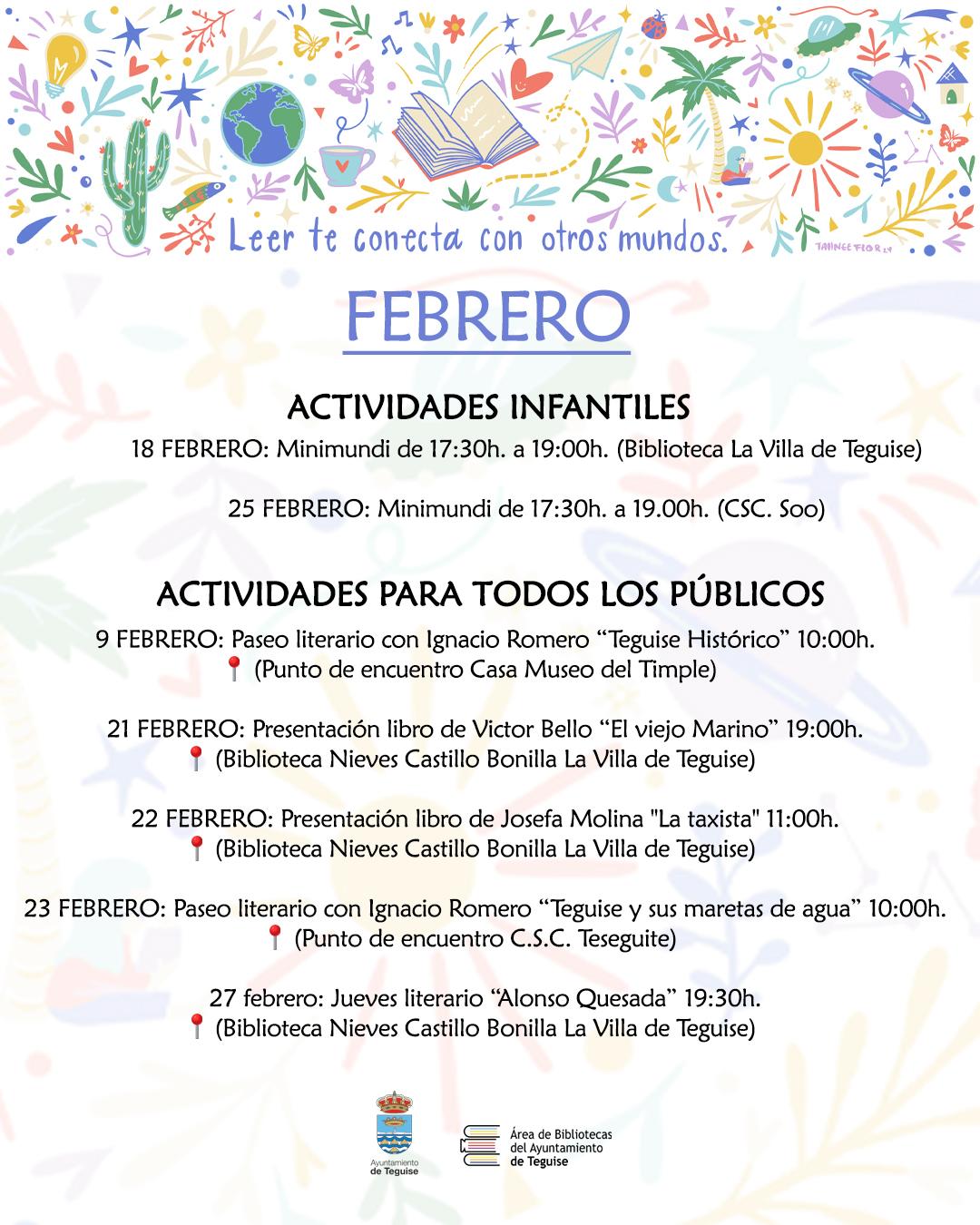 El Ayuntamiento de Teguise pone en marcha un programa para fomentar la lectura y la escritura en las bibliotecas del municipio