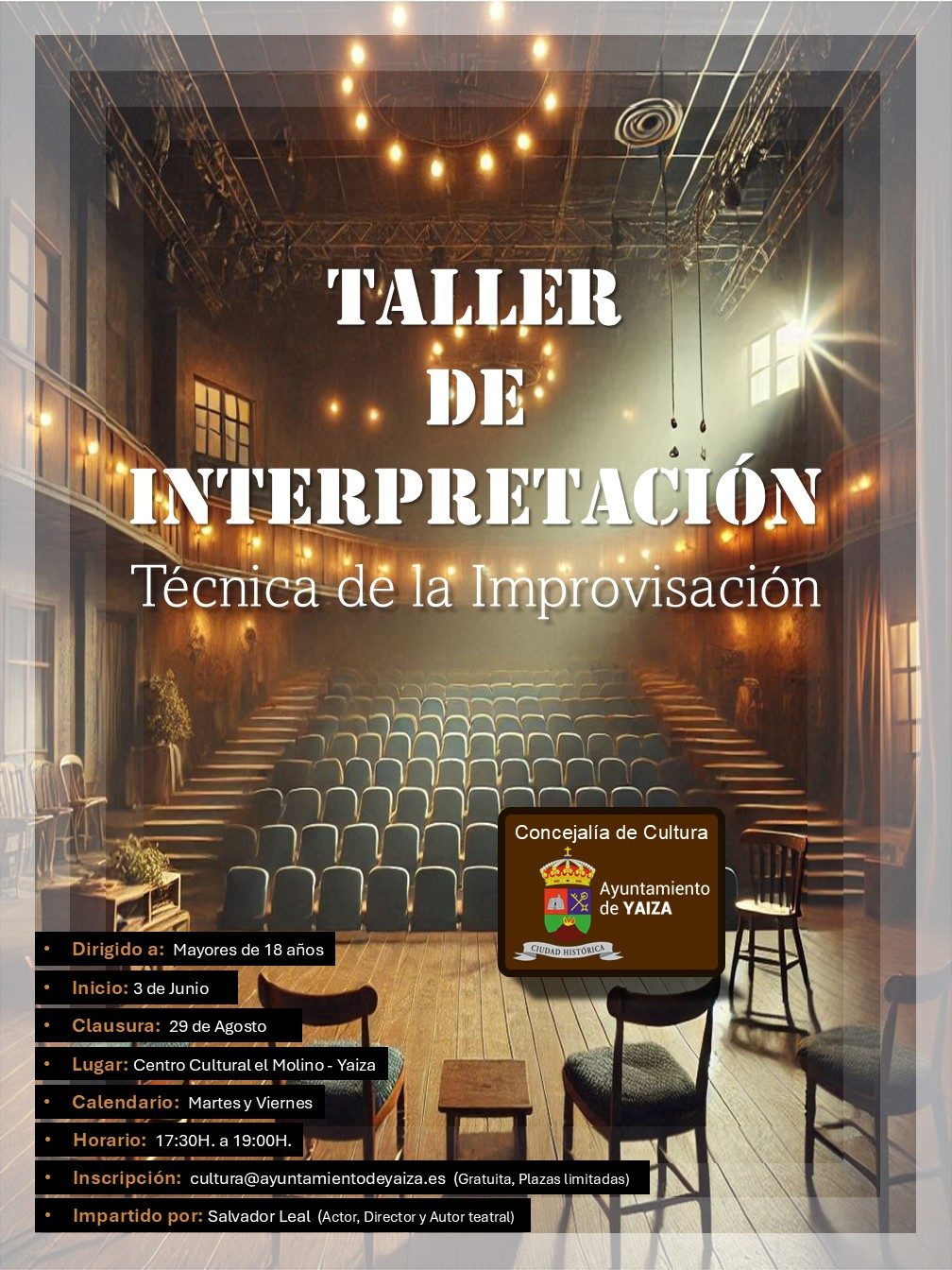 Yaiza ofrece un taller de interpretación de tres meses con Salvador Leal