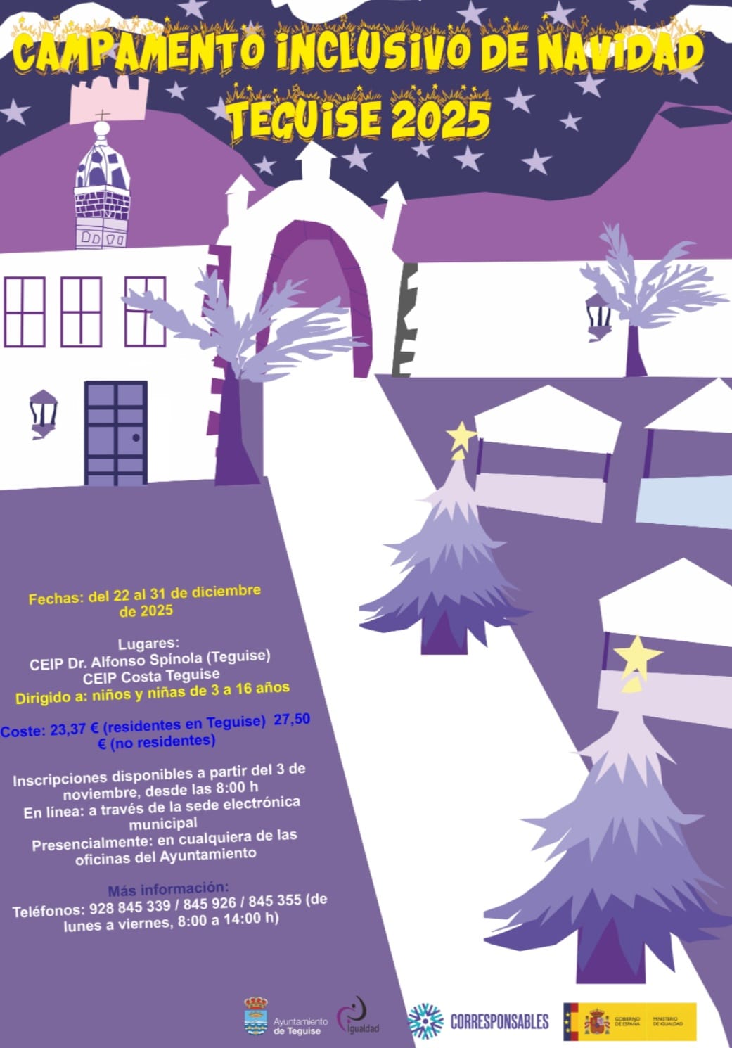 Teguise abre las inscripciones del Campamento Inclusivo de Navidad 2025