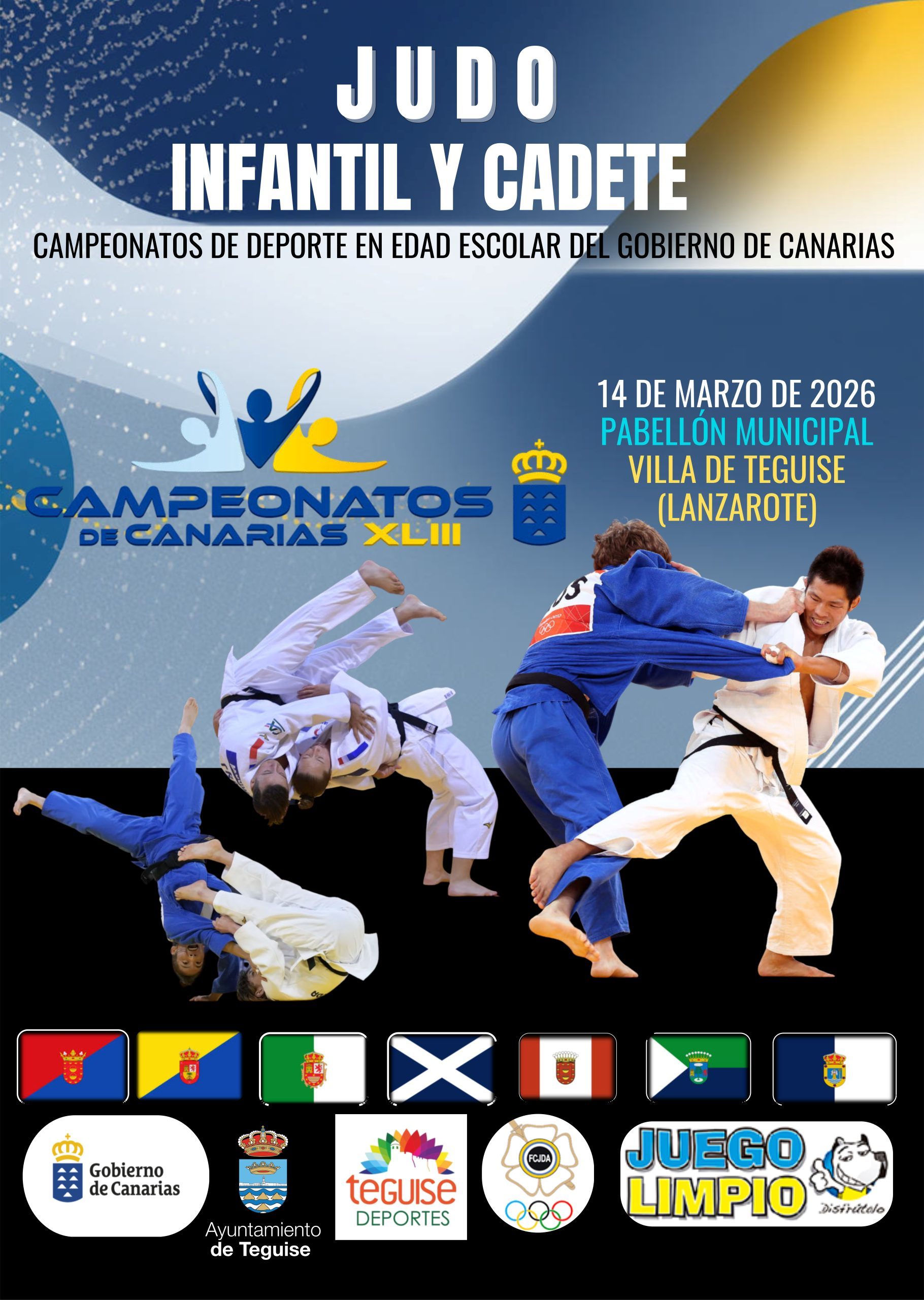 El Campeonato de Canarias Infantil y Cadete de Judo llega este fin de semana a la Villa de Teguise