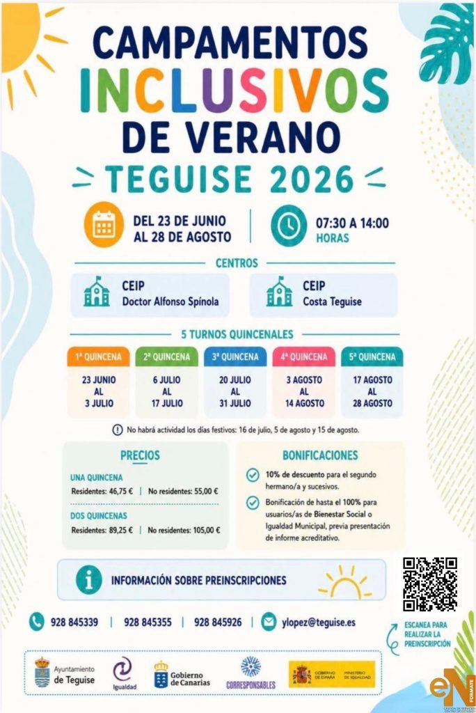 Teguise abre las inscripciones de los Campamentos Inclusivos de Verano 2026 para favorecer la conciliación familiar