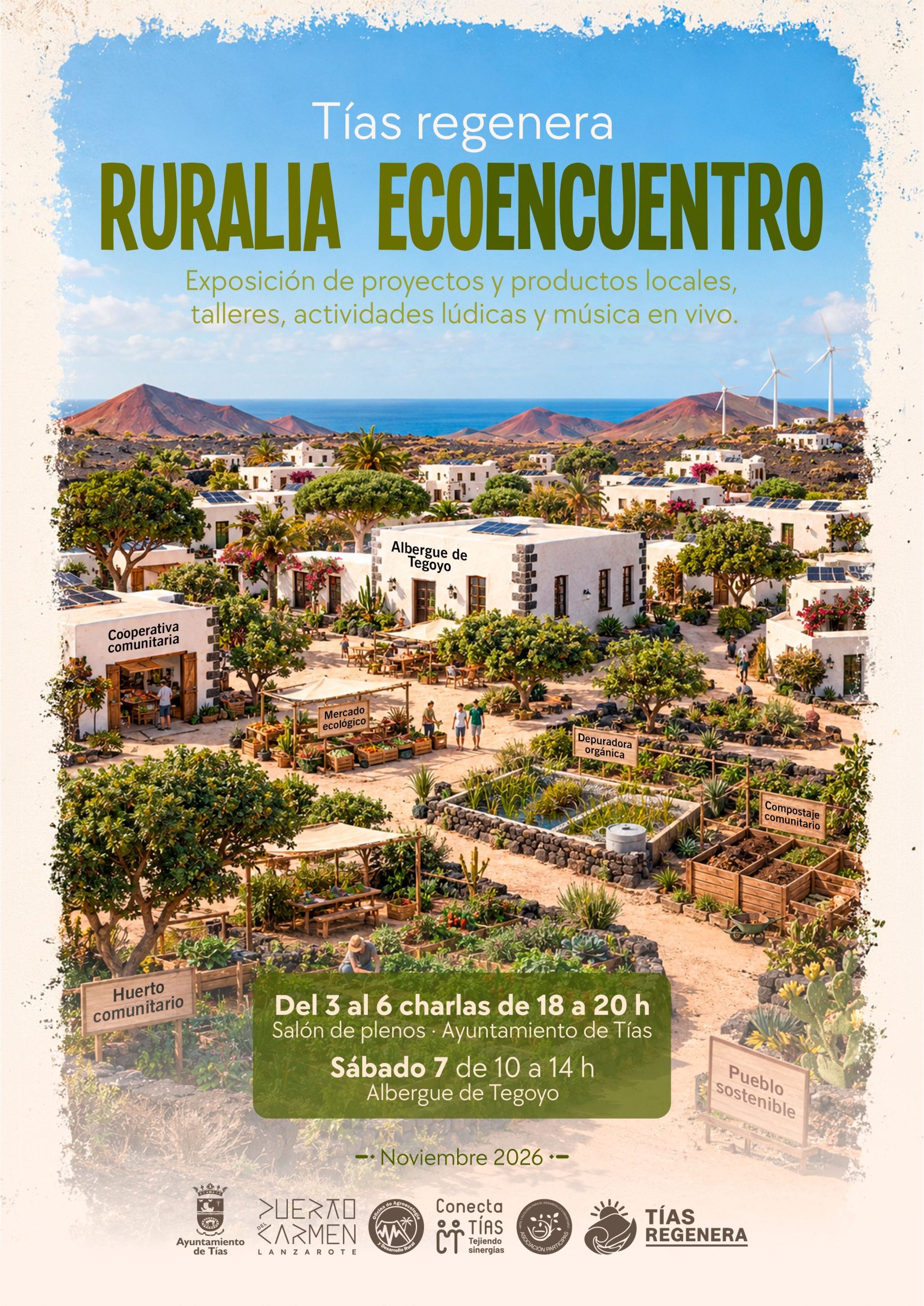 Ruralia Ecoencuentro Tías acogerá a expertos sobre comunidades energéticas, infraestructuras verdes, refugios climáticos, agua y cooperativismo